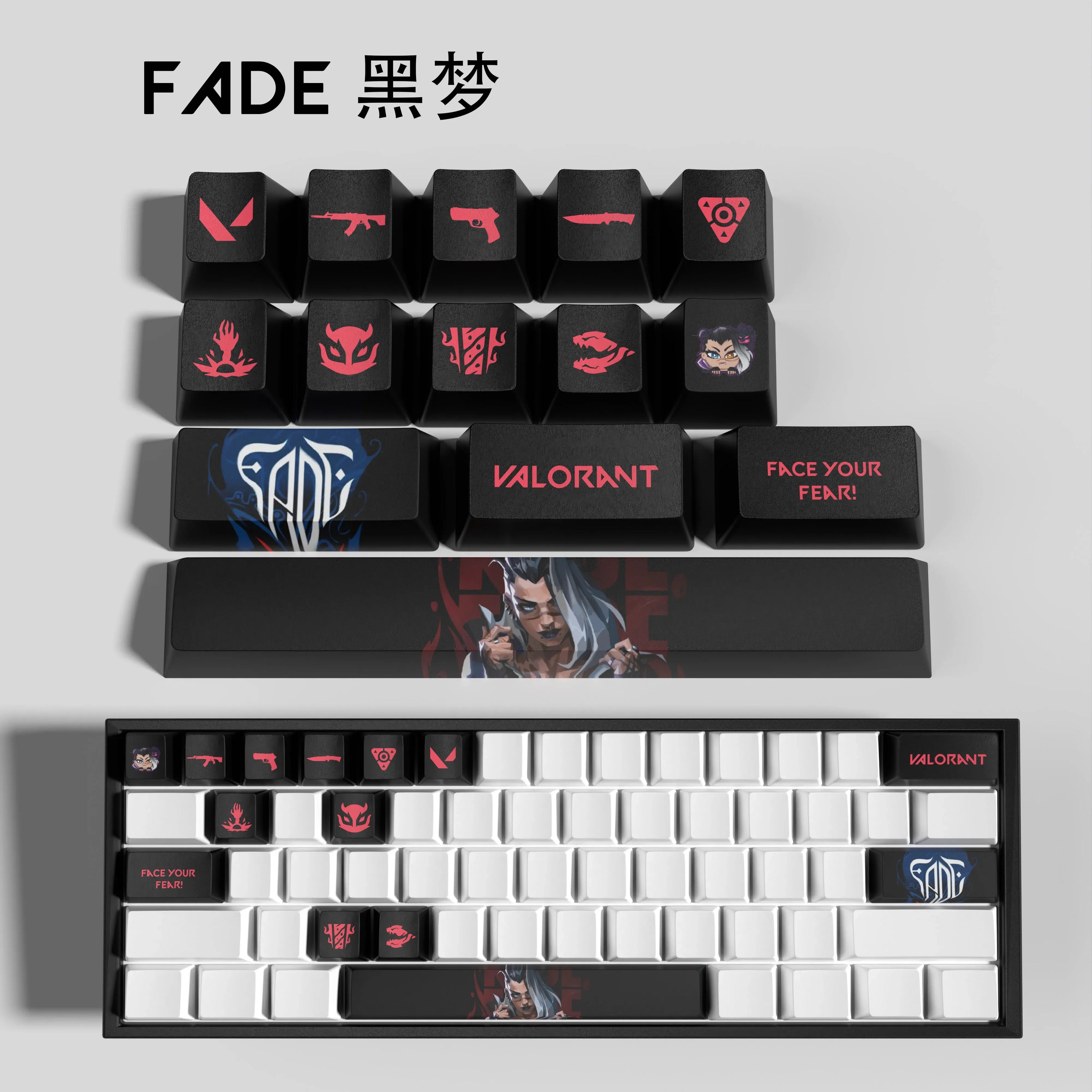 Sage New design Valorant keycaps  OEM Profile 14keys MINI SET PBT dye sub keycaps