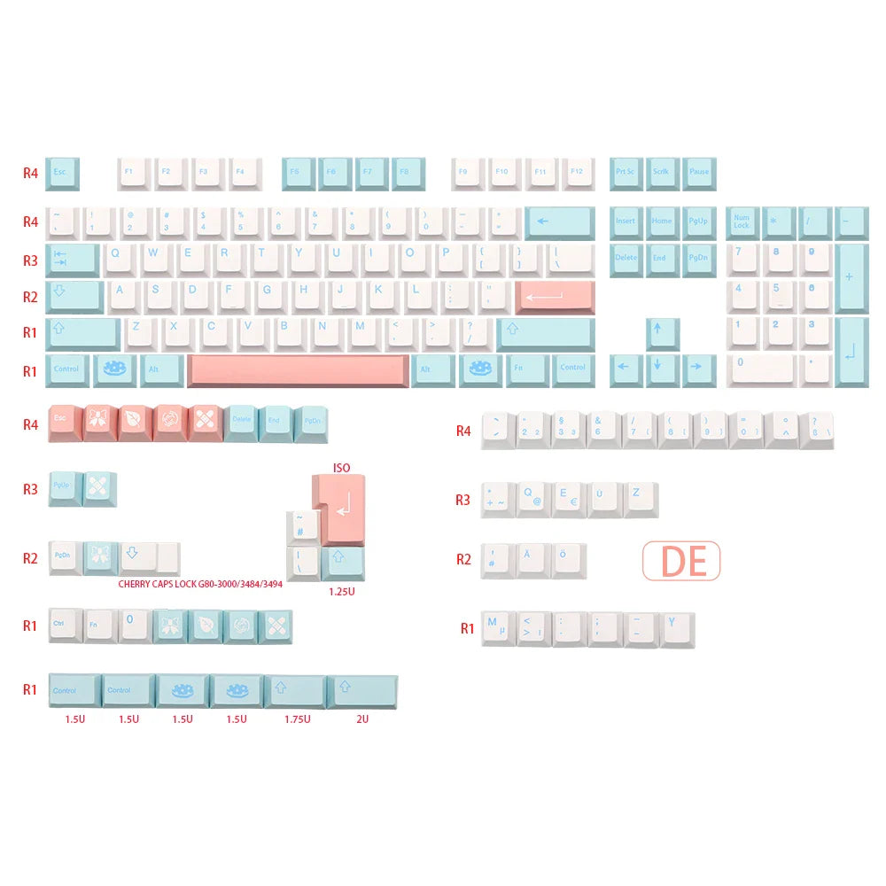German French Italian Spain UK ISO GMK Noel PBT Dye Subb keycap Cherry Profile Keycaps set For QWERTZ AZERTY MX Keyboard Key Cap