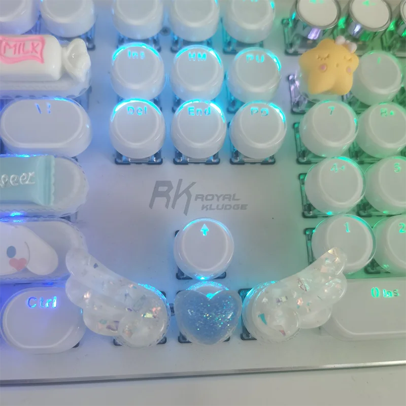 Personalized Keycaps Cute Wings Crystal Key cap Handmade Mechanical Keyboard R4 Keys PBT Color Keycaps Anime