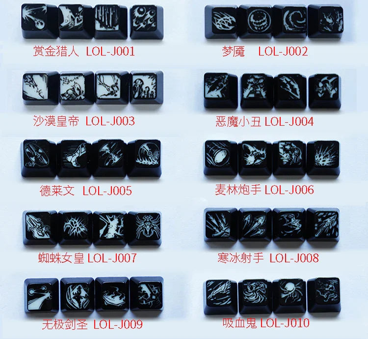 Custom LOL Hero Skill And Head Portrait Keycap Personality Translucent Mechanical Keyboard Key Caps