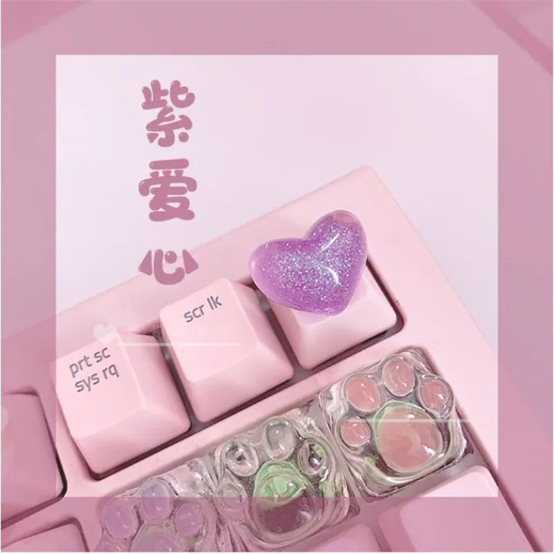 Personalized Keycaps Cute Wings Crystal Key cap Handmade Mechanical Keyboard R4 Keys PBT Color Keycaps Anime