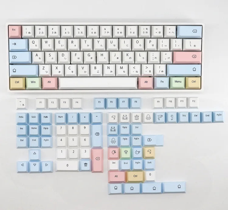 CuXiu PBT Chalk Keycaps 136 keys Dye Sub Keycap Set For Cherry MX Switches Mechanical Keyboard gh60 xd64 xd84 xd96 87 104