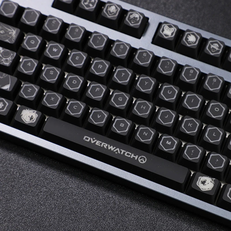4 pcs/set keysets backlight OW key caps ABS etched  Keycap shine-through for Overwatch gamer Mechanical Keyboard ANSI black