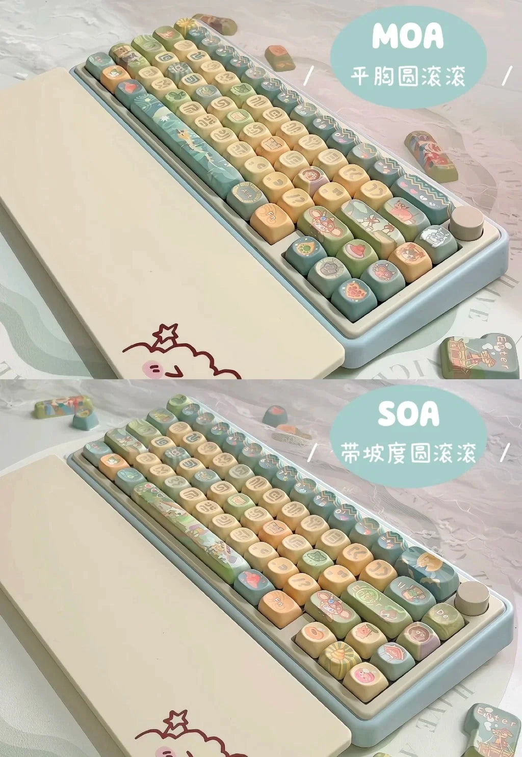 Dragon Tears Keycaps MOA/SOA Keycap Customized Cute Keycaps PBT Original Artist Green Keycap for Alice/ANSI Mechanical Keyboard