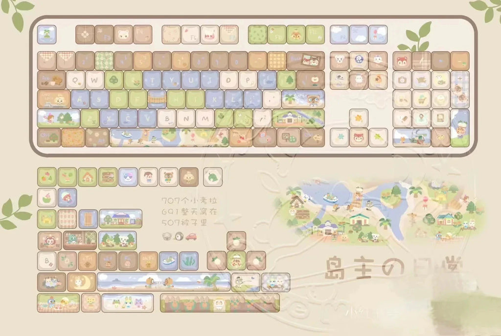142 Keys Customized Gift Cute Cat keycaps New MAO Keycaps Square Thermal Sublimation Mechanical Keyboard 2.25 U 2.75U for Alice