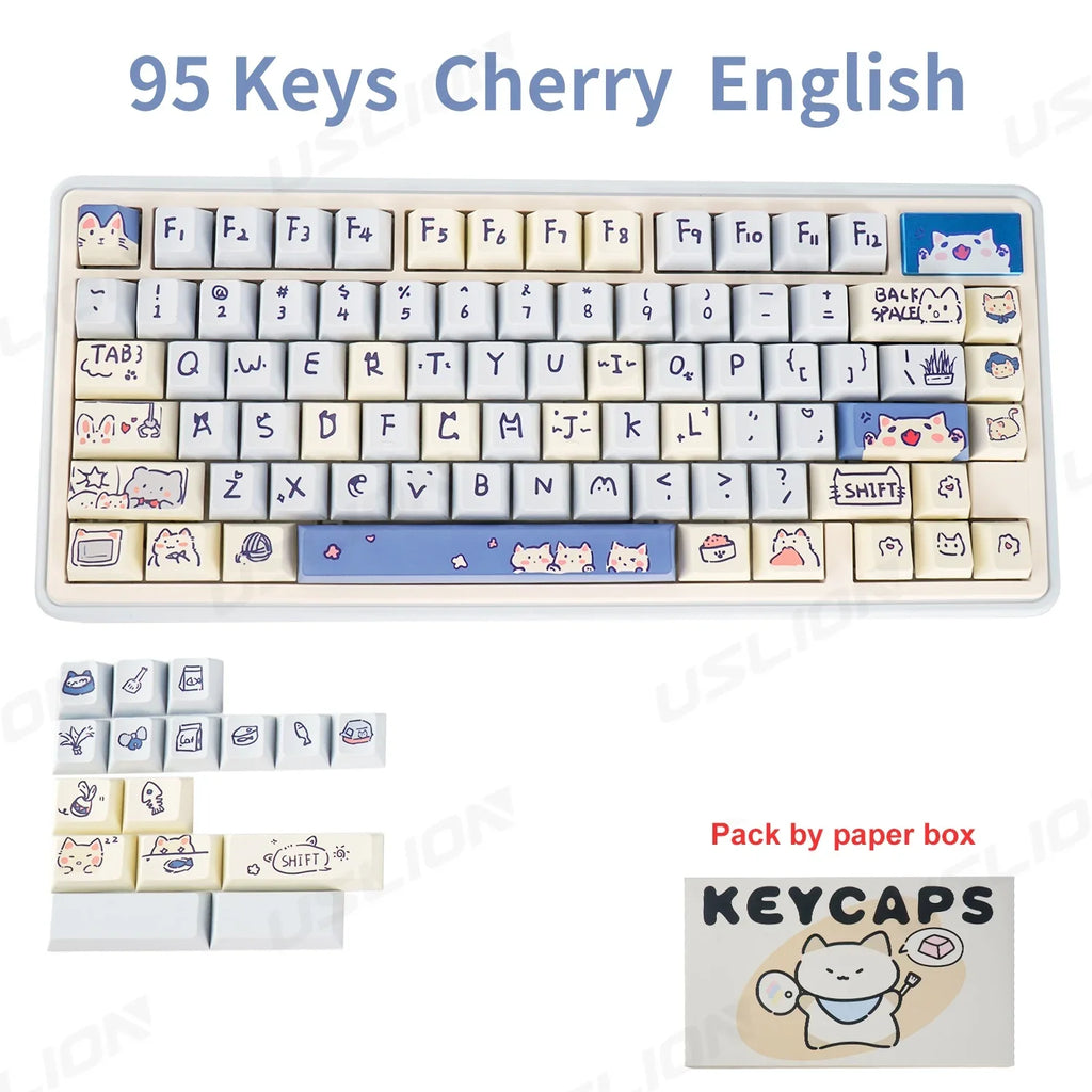 95 Keys Cherry Profile PBT Keycaps Love Letter Theme Key Caps for Gaming Mechanical Keyboard 61/64/68/75/84Keys GMK67 AULA F75