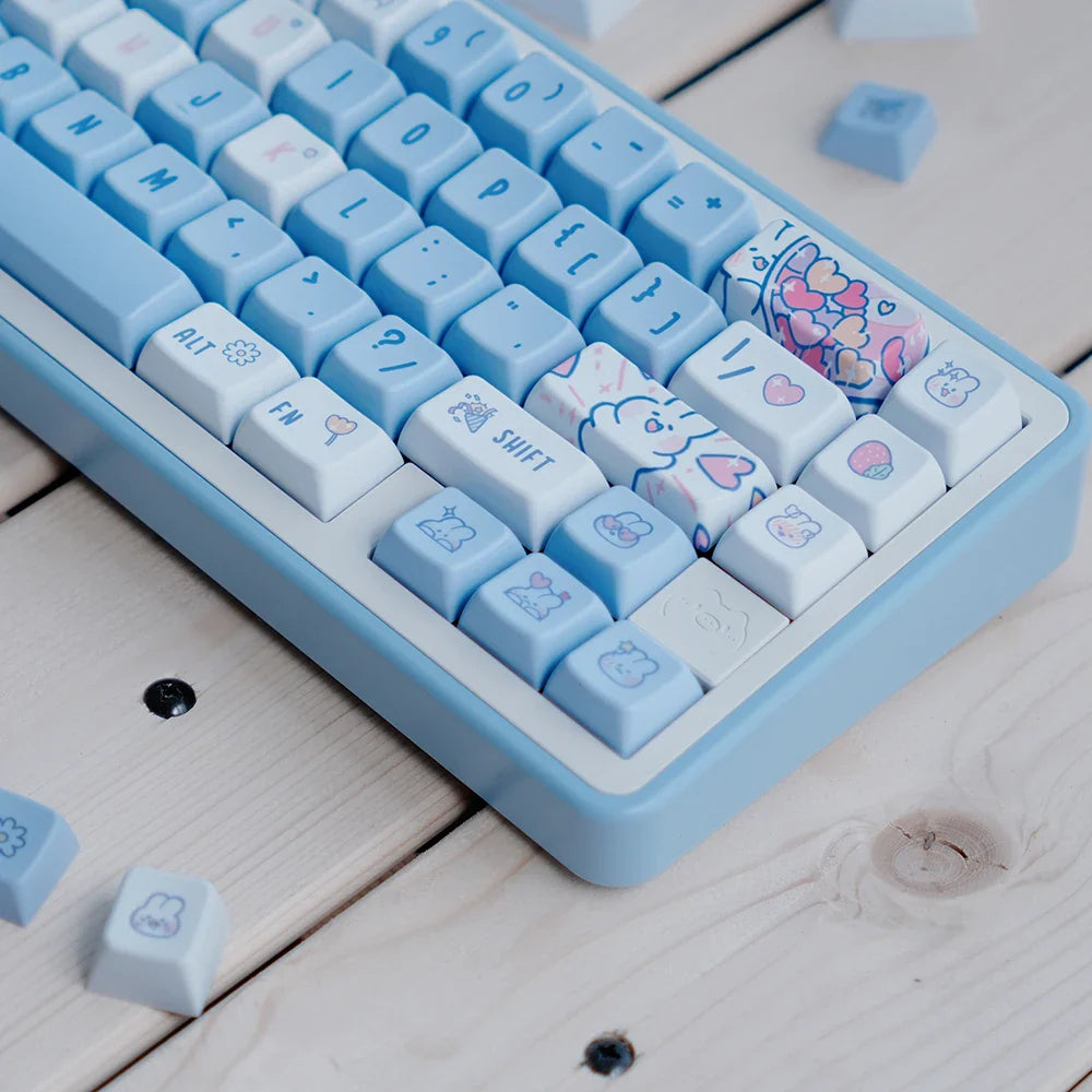 KPREPUBLIC Cute Bunny Keycap Dye Subbed Rabbit Keycap thick PBT MDA for Mechanical Keyboard 87 tkl 104 ansi xd64 bm60 BM87 BM65