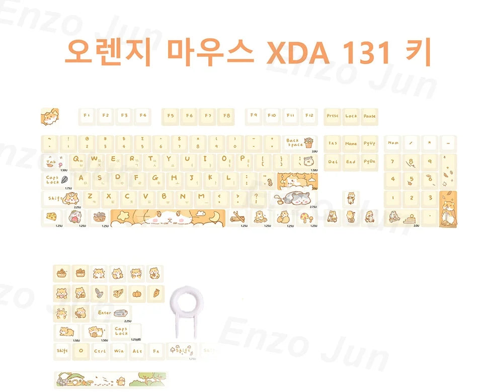 Orange squirrel Gray Rat Theme Keycap XDA Profile Key cap English Korean for 61/64/68/84/87/96/98/104 Mechanical Keyboard Keycap