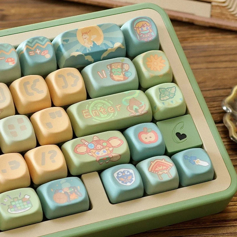 Dragon Tears Keycaps MOA/SOA Keycap Customized Cute Keycaps PBT Original Artist Green Keycap for Alice/ANSI Mechanical Keyboard