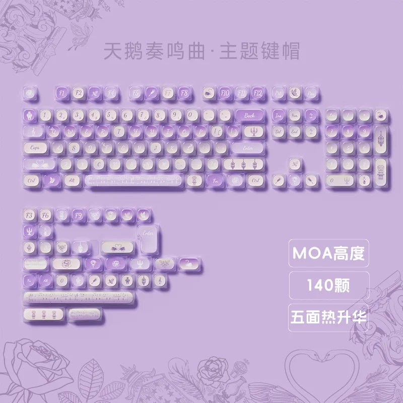 Akko Mog Moa Keycap Cute Thermal Pbt Sublimation Keycaps Mog Keycap Round Steamed Bun Mushroom Customizetion 138keys Keycap Gift