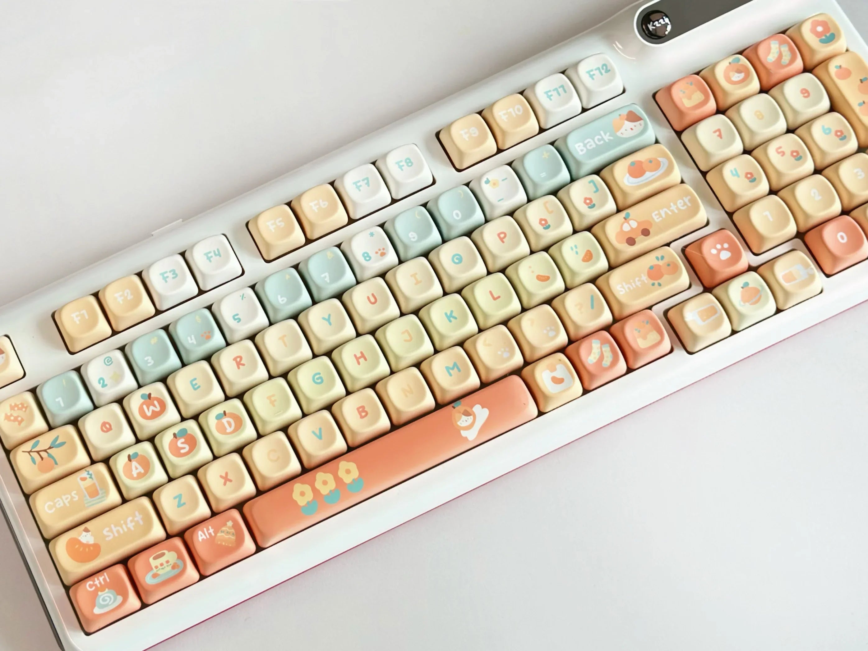 Orange Soda Keycap 131 Keys XOA Profile PBT Five-sided Heat Sublimation Customized Keycaps for Mechanical Keyboard Cute Key Caps