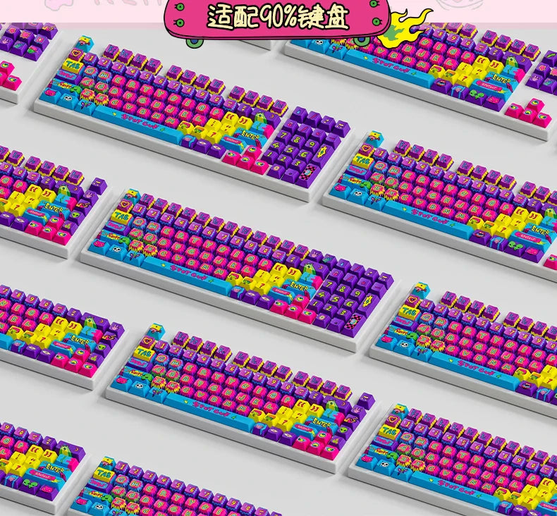 PIIFOX SPOTGUY Jointly 《Quiet&Cool》 PBT Original Profile Keycaps 5-Sided Heat Sublimation 146 Keys Custom  Keyboard Replacement