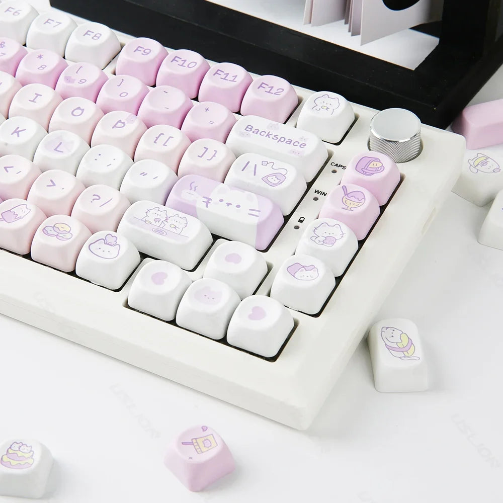 95/132 Keys Cute Cartoon Animals Theme Keycaps MAO Profile DIY PBT Dye Sublimation Key Caps for Mechanical Keyboard MX Switch