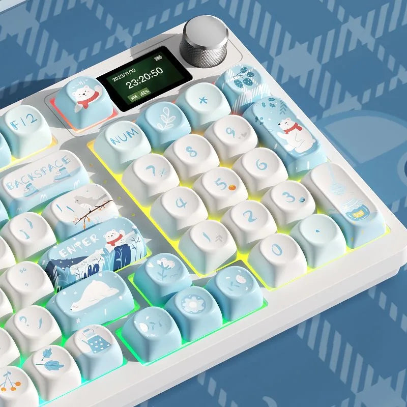 MOA Keycap Winter snow Keycap Gift 128 Keys PBT Keycap Diy Creative For 61/64/84/87/104/108 Mechanical Keyboard Keycaps