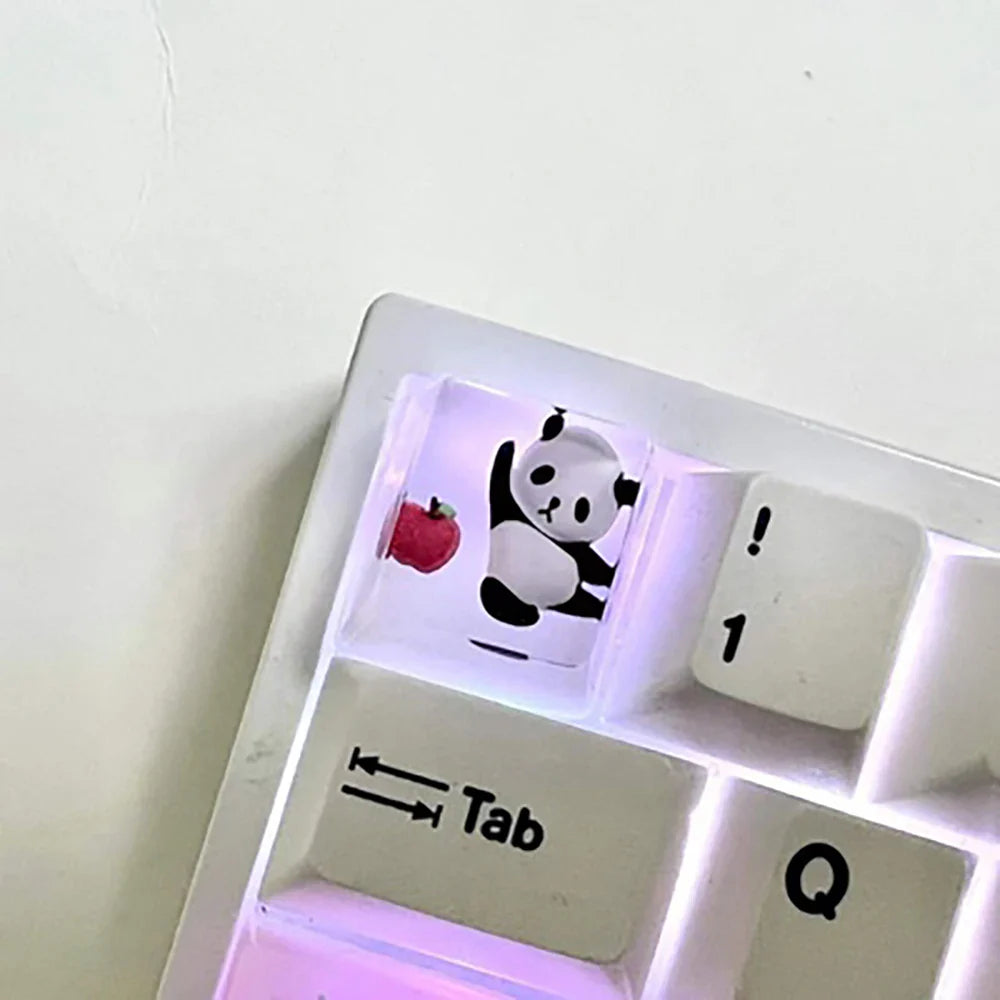 1Pcs Cute Panda Pattern Keycap Resin Handmade Decoration Personality Esc R4 OEM Cute key cap mold Keycap for Mechanical Keyboard