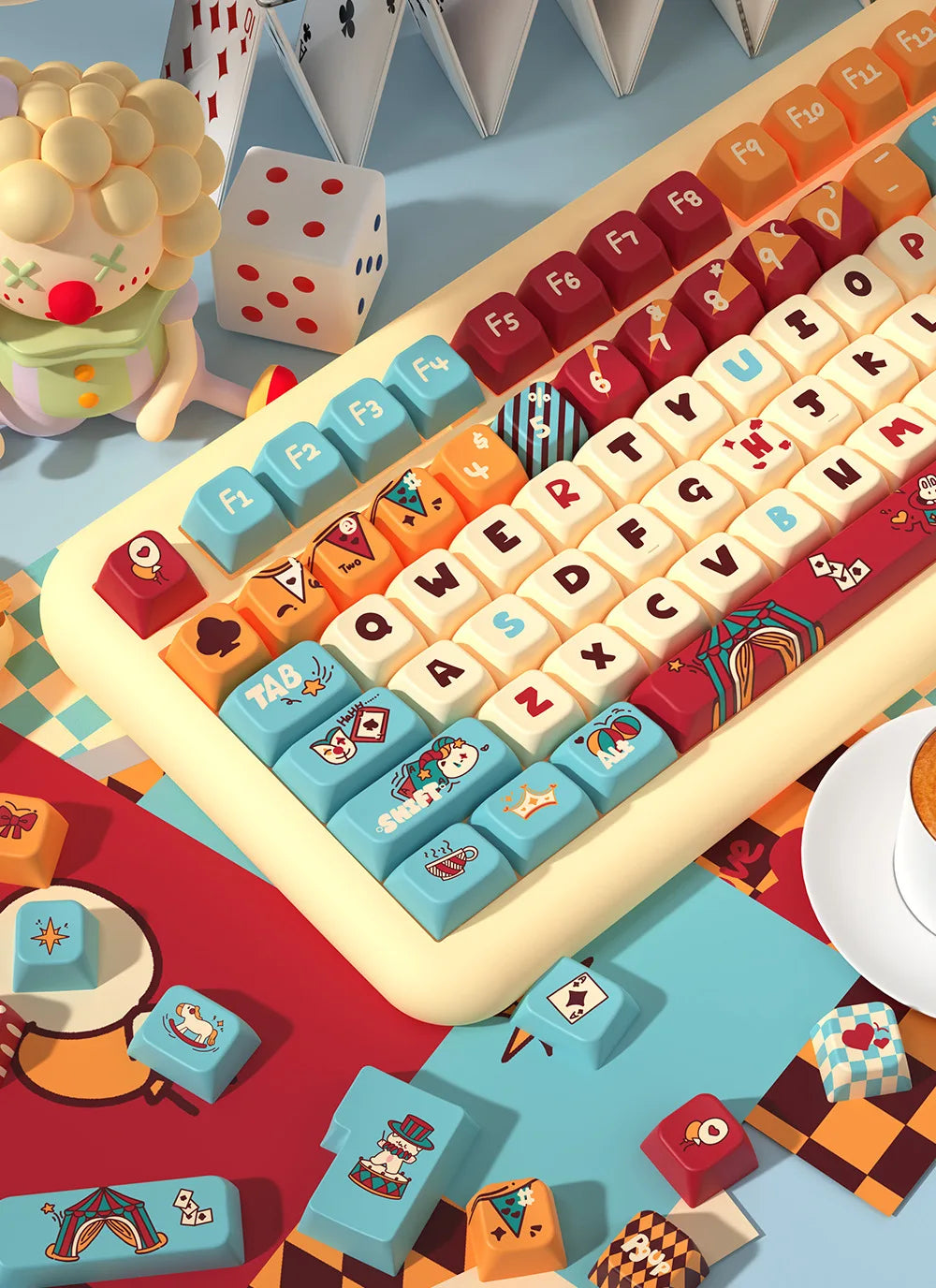Cat Circus Original Keycaps Personalized Customization Pbt Thermal Sublimation Mechanical Keycaps Festival Gift