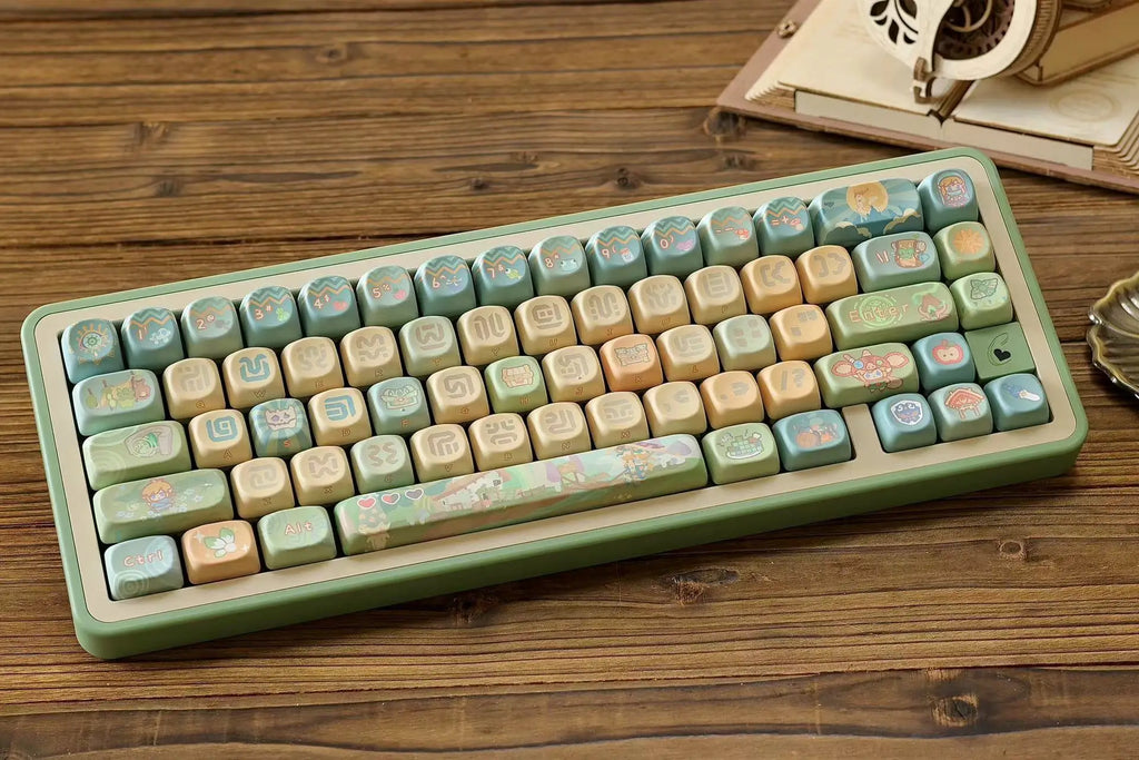 Dragon Tears Keycaps MOA/SOA Keycap Customized Cute Keycaps PBT Original Artist Green Keycap for Alice/ANSI Mechanical Keyboard