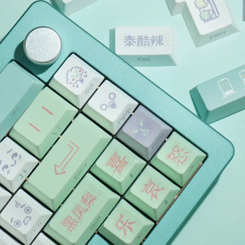 Emotional Era Theme Keycaps Thermal Sublimation PBT Cherry Profile Side Carving Key Caps Adapter Cross Shaft Mechanical Keyboard