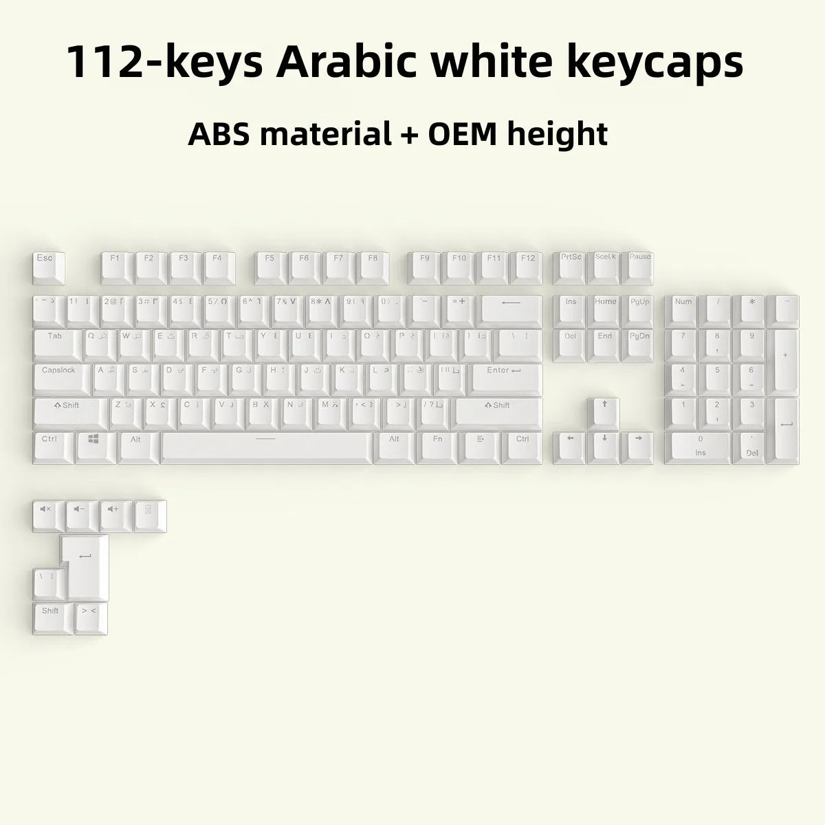 129 Keys Arabic Keycaps Set PBT/ABS Cherry Profile OEM Keycap Gaming Custom Personalised Cute for MX Switch Mechanical Keyboard