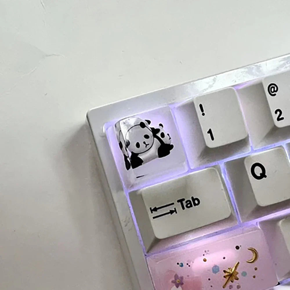1Pcs Cute Panda Pattern Keycap Resin Handmade Decoration Personality Esc R4 OEM Cute key cap mold Keycap for Mechanical Keyboard