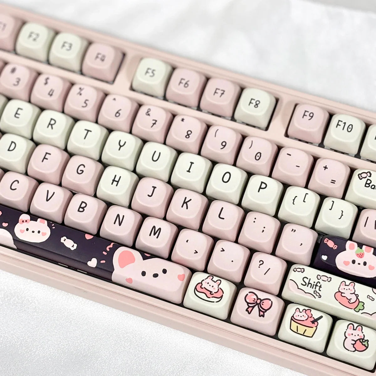 95Keys Cute Keycaps MOA Profile Cat Theme PBT Key Caps Pink Blue Puppy keycap for GK61 RK836 MX Switches Mechanical Keyboard