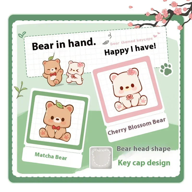 AKKO cute bear head theme keycaps PBT material two-color injection molding school office mechanical keyboard keycaps