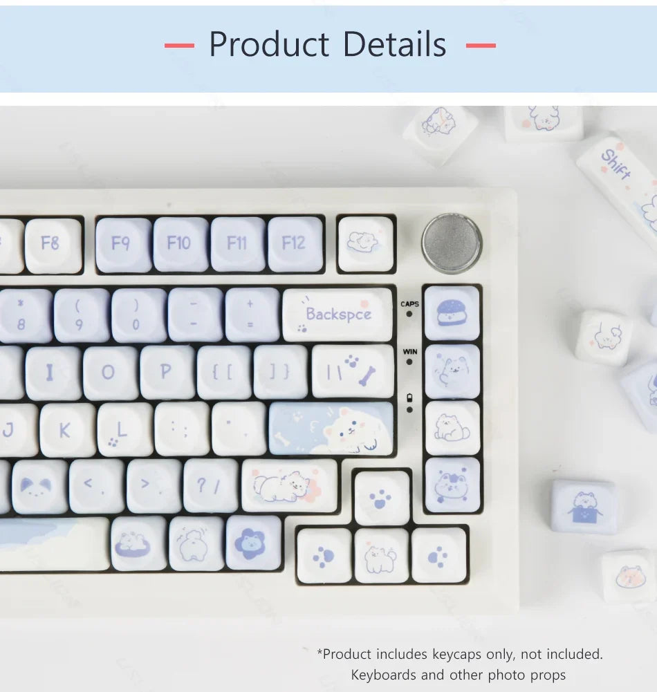95/132 Keys Cartoon Keycaps PBT Hakimi Dog Cats Keycap MOA Profile Dye Sublimation Keycap For Mechanical Gaming Keyboard