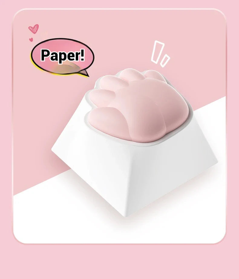 AKKO Keycap Soft Cute Cat Claw Rock Paper Scissors Like Kawaii Keycaps PC Silicone OEM Height ABS Material Girl Custom Key Caps