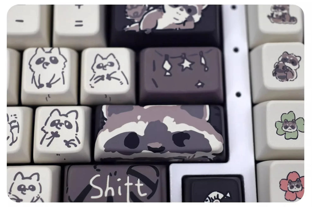 Raccoon/Penguin Keycap 148keys Cherry Side Printed Pbt  Sublimation Mechanical Keyboard Keycaps Customized Cute For Game Office