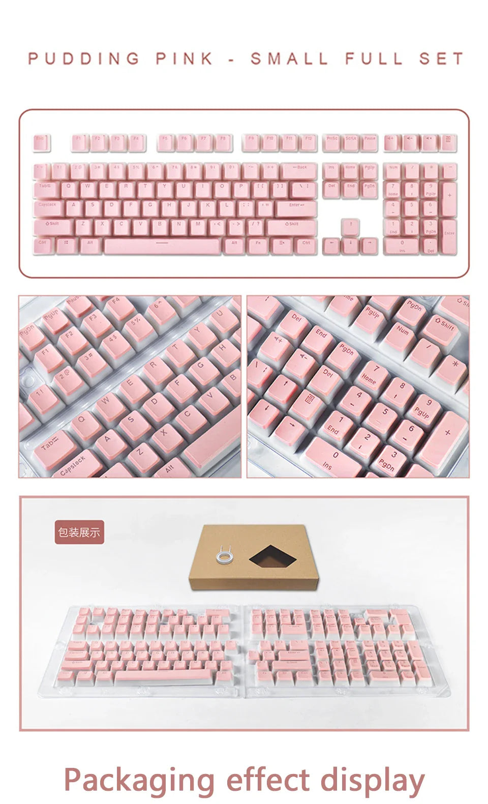 129 Keys Mechanical Keyboard PBT Pudding Keycaps Two-color Injection Molding OEM Character Translucent Keycap for All Keyboards