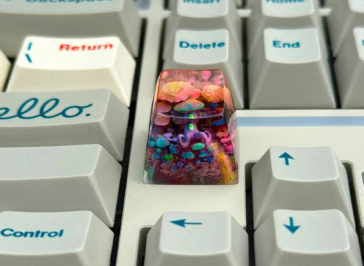 Creative Mushroom World Keycaps Resin SA Height Mechanical Keyboard Accessory Personalized Translucent Custom ESC Keys Gifts