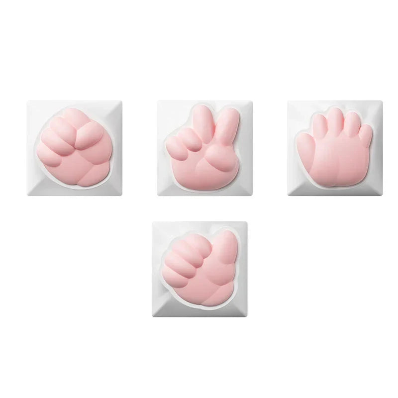 AKKO Keycap Soft Cute Cat Claw Rock Paper Scissors Like Kawaii Keycaps PC Silicone OEM Height ABS Material Girl Custom Key Caps