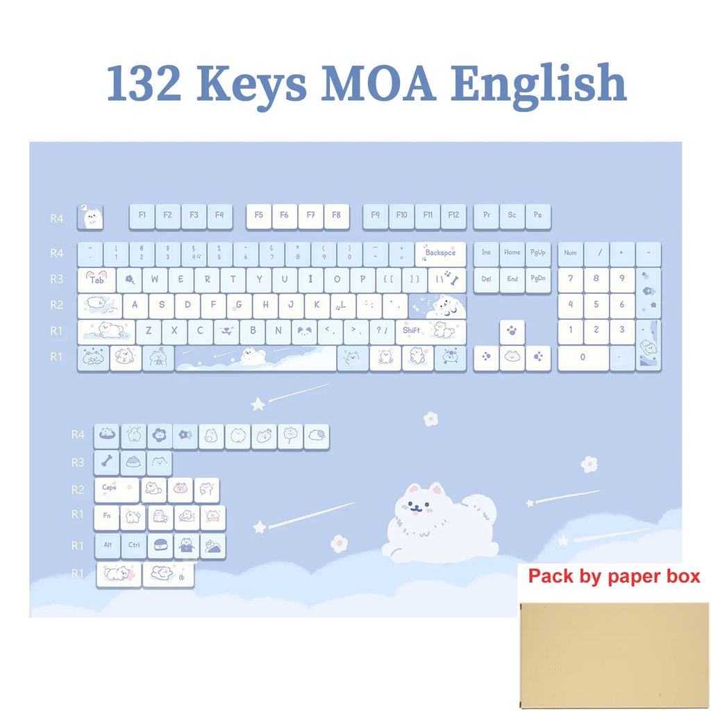95/132 Keys Cartoon Keycaps PBT Hakimi Dog Cats Keycap MOA Profile Dye Sublimation Keycap For Mechanical Gaming Keyboard