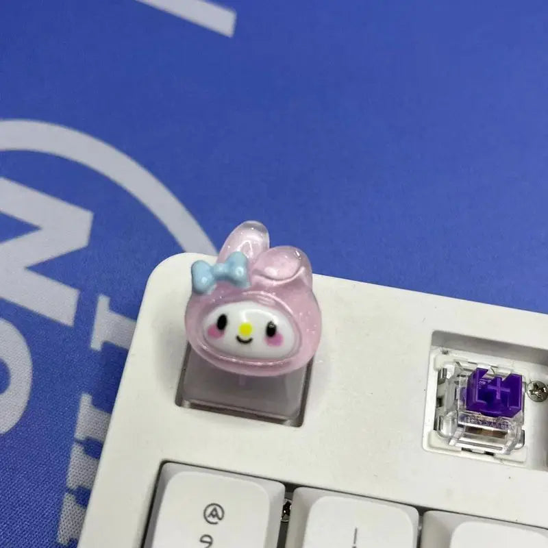 Sanrio anime Pom Purin keycap mechanical keyboard Melody Kuromi cartoon cute girl translucent keycap New Year's gift