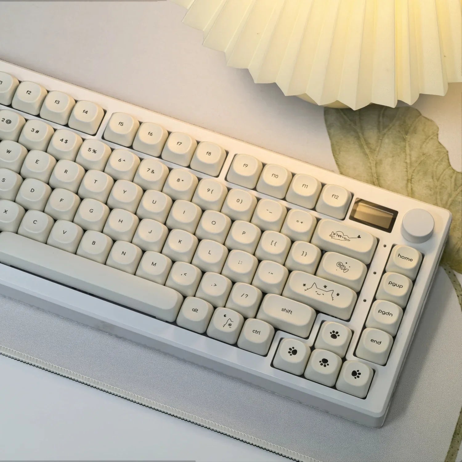 Simple Milky White Cute Cat Theme Keycap 124Keys PBT Sublimation MOA Profile Round Ball Caps Korean Mechanical Keyboard Keycaps