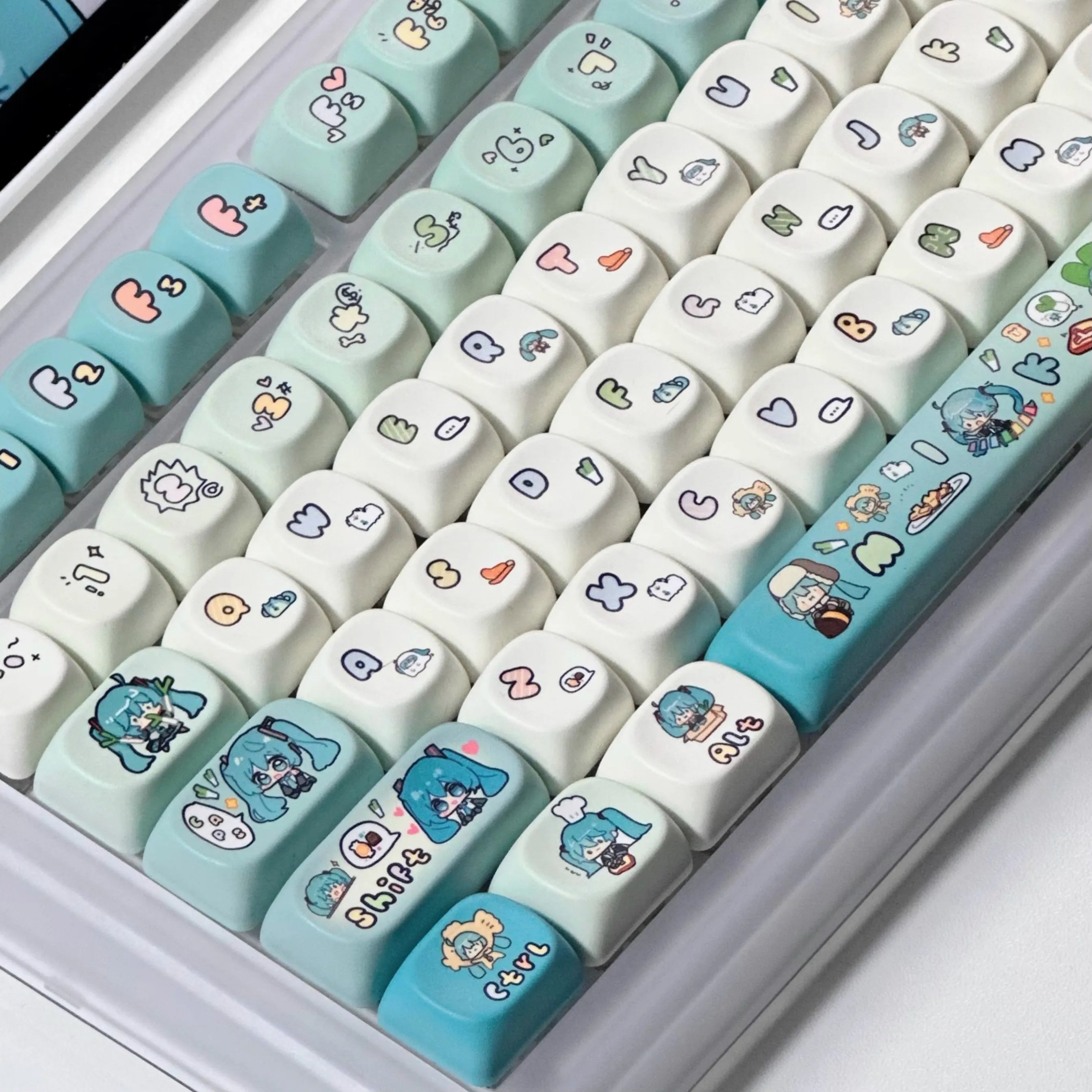 Miku Anime Keycap XOA PBT Cartoon Keycaps Customization Individuation Keyset For Mechanical Gaming Office Keyboards Switch Gifts