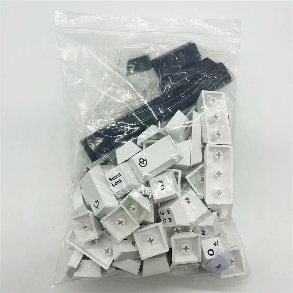 PBT Keycap Minimalist Black White Japanese Keycaps Cherry Profile 129 Keys For Mechanical and Optical Gaming Keyboard
