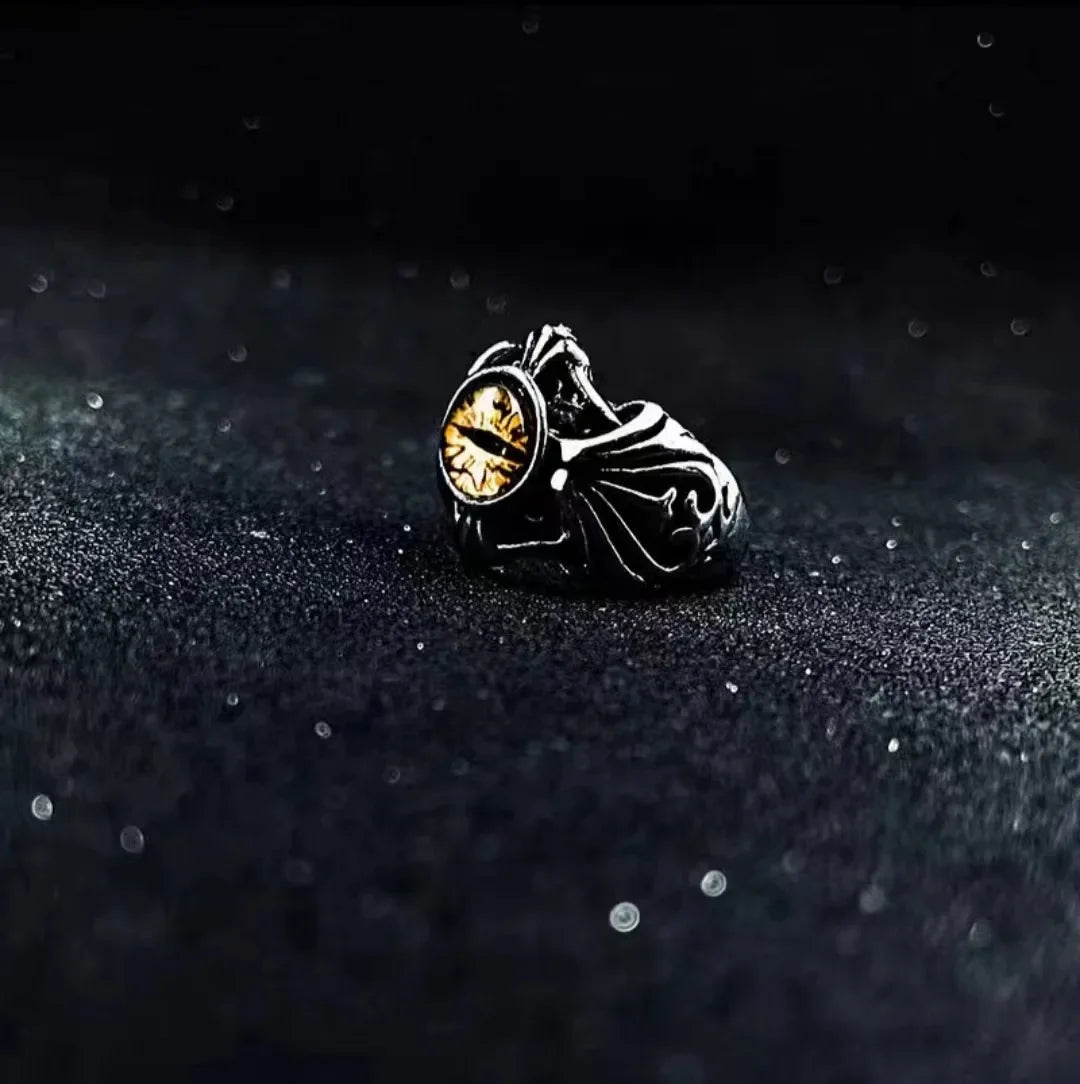 Devil Ram Horns Skull Open Ring for Men's Retro Satanic Cross Religious Amulet Jewelry