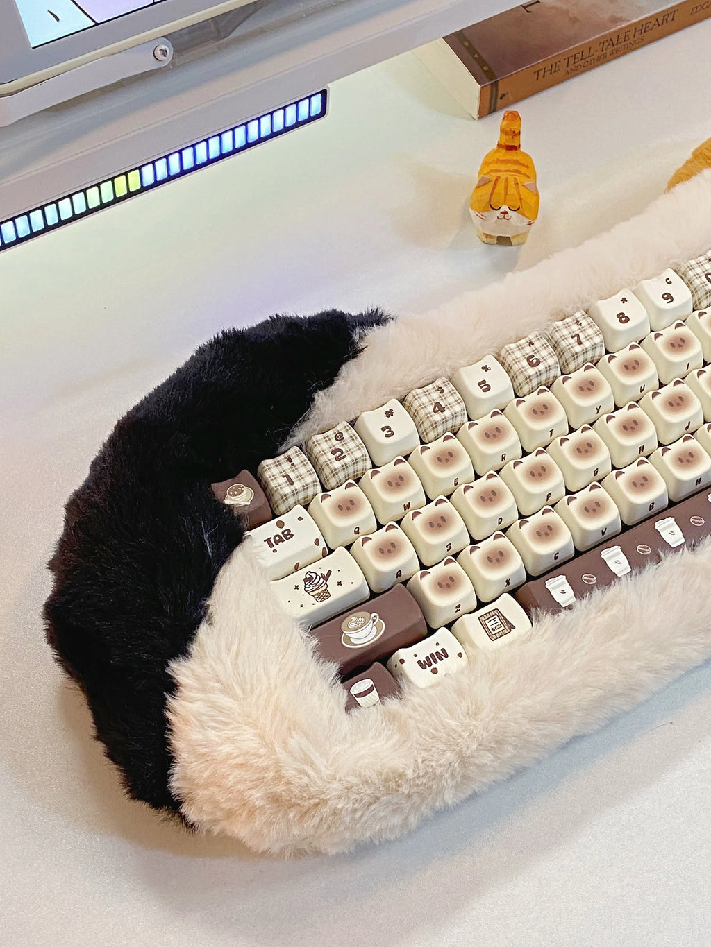 Siamese Cat Cafe Keycap Cherry MAO Profile Cute Cat Head PBT Keycaps Original White Brown Personalized Mechanical Keyboard Caps