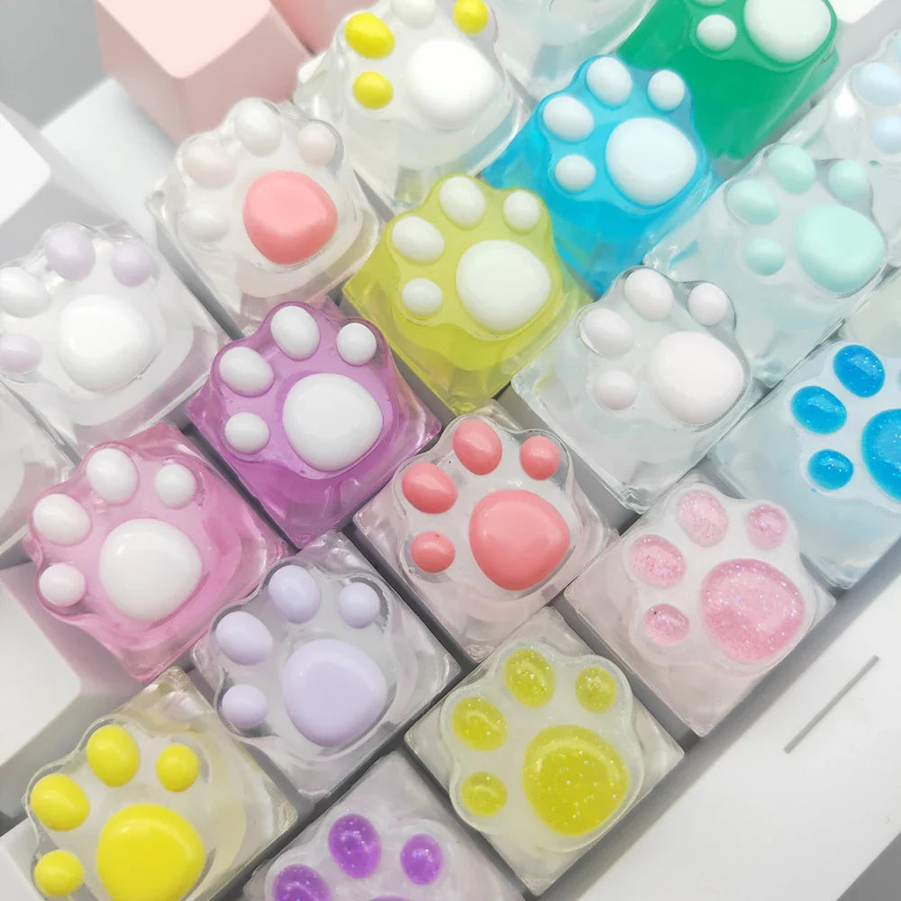 Games Backlit Keycap Cat Paw Cute DIY Key Cap for Mechanical Keyboards Personalized Transparent Crystal Keycap Cherry MX Axis