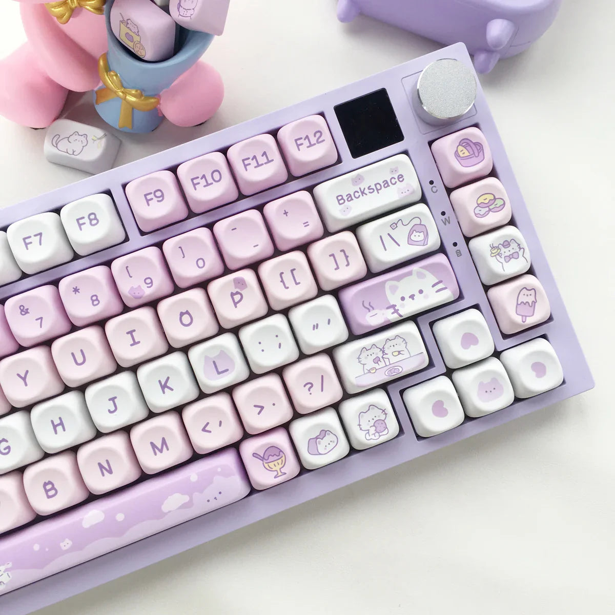 95Keys MOA Profile Cat Theme PBT Key Caps Pink Blue Puppy Cute  Keycaps for GK61 RK836 MX Switches Mechanical Keyboard