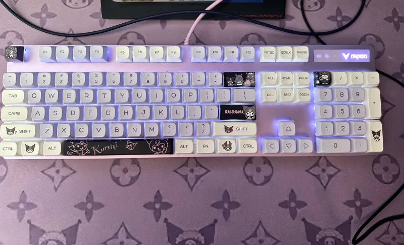 Sanrio Anime Kawaii Kuromi Keycaps  Cartoon Style Mechanical Keyboard Key Caps Cute PBT Key Caps Keyboard Accessories