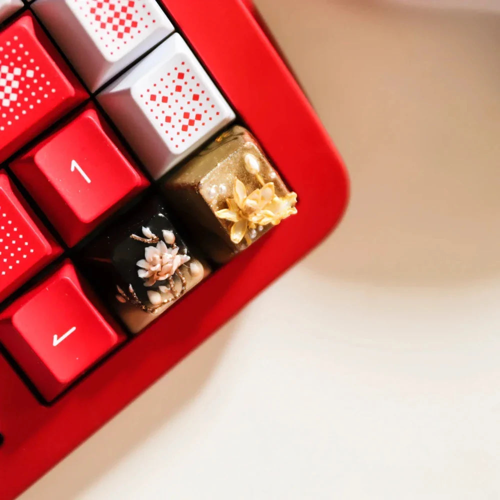 Lucky Lotus Artisan Keycap Custom Handwork Point Keyboard Cap Cherry Profile Cute KeyCap for Mechanical Keyboard Cherry MX 1U