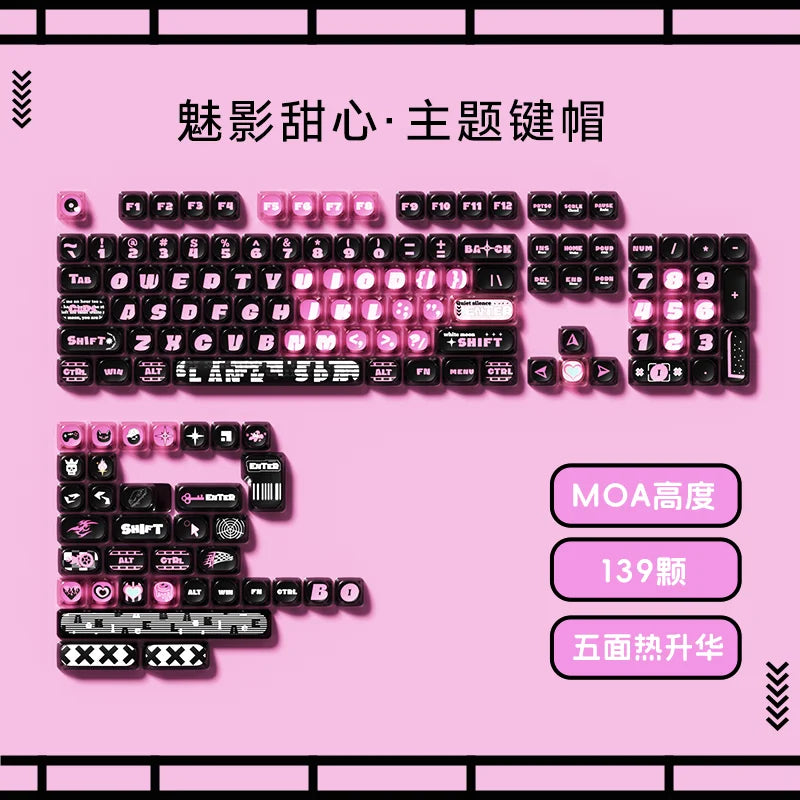 Akko Mog Moa Keycap Cute Thermal Pbt Sublimation Keycaps Mog Keycap Round Steamed Bun Mushroom Customizetion 138keys Keycap Gift