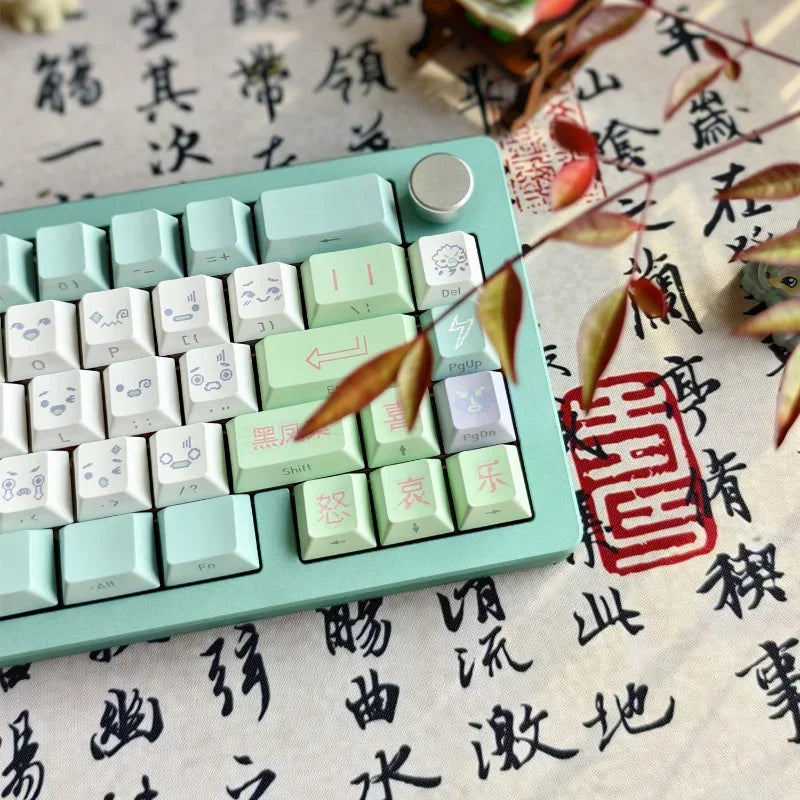 Emotional Era Theme Keycaps Thermal Sublimation PBT Cherry Profile Side Carving Key Caps Adapter Cross Shaft Mechanical Keyboard