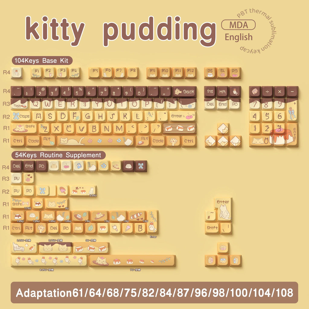 138/158 keys Original Theme Keycaps MDA Profile cute Anime PBT Keycap custom For Mechanical Keyboard with iso layout