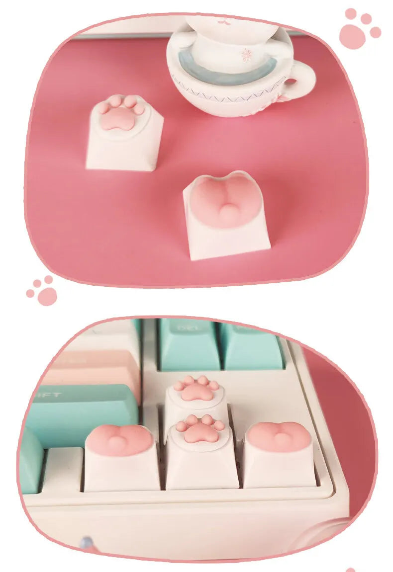 Cat Claw Keycaps Cute Simulation Feel Silicone Meat Pads Butt Corgi Fart Oem Height Girls Creative Single Mechanical Keyboard