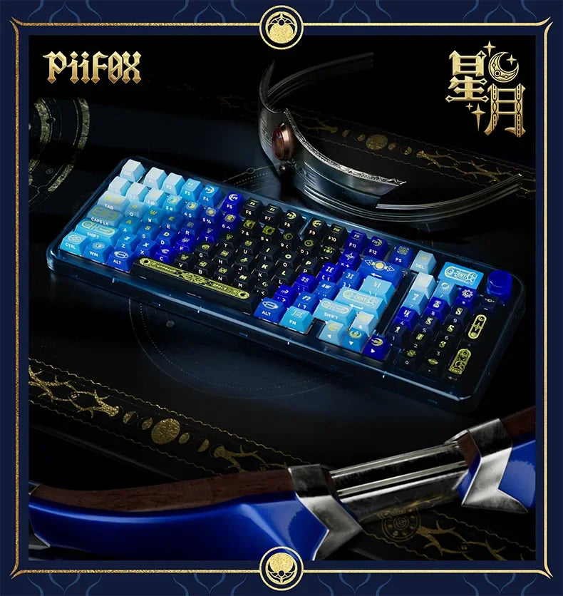 PIIFOX PBT OEM Thermal Sublimation Keyboard Keycaps 130 Keys Mirana Translucent Side  Customized Sculpture Accessories Esports