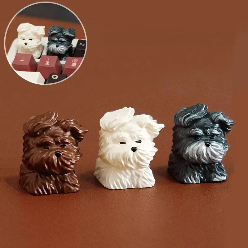 Scrawled Dog Keycaps The Wind Blows Puppy Cute Resin Keycap Custom 1U Cherry Profile Keycaps for Mechanical Keyboard Key Caps