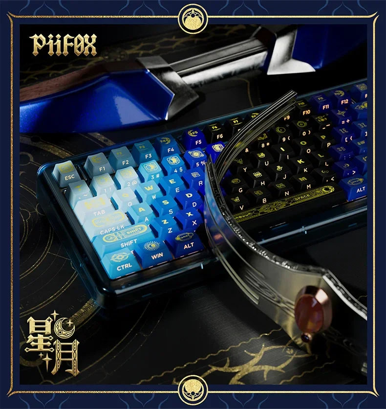 PIIFOX PBT OEM Thermal Sublimation Keyboard Keycaps 130 Keys Mirana Translucent Side  Customized Sculpture Accessories Esports